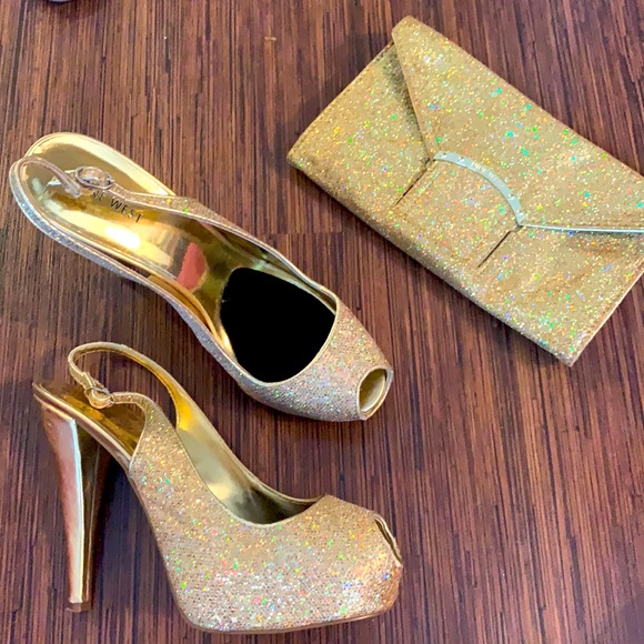 Nine West platform heels and matching clutch - Picture 1 of 7